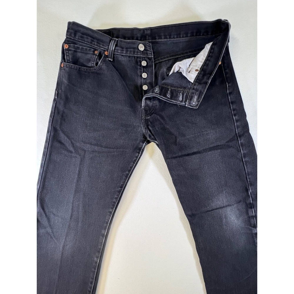 Levis 501 Original Fit Jeans Mens 34x32 Faded Black Straight Leg Button Fly